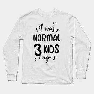 3 Kids Mother Father Present Mother's Day Funny Family Parents Long Sleeve T-Shirt